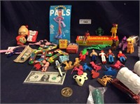 Vintage toys dominoes,plastic figures of cowboys