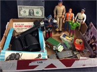 Mixed lot of vintage action figures and metal