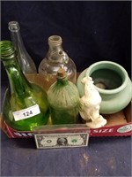 Vintage lot of bottles and pottery