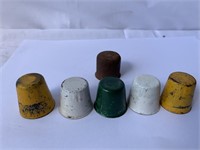 6 x tin oil bottle caps