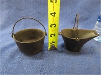 2 salesman's samples cast iron pot & coal bucket