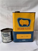 Golden Fleece 1 gallon oil tin & 500 gm grease tin