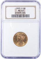 Choice 1903-S $5.00 Liberty Gold.