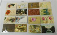 Lot of 16 Postcards with Metal Attachments