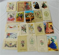 Lot of Approximately 10+ Embroidered Postcards