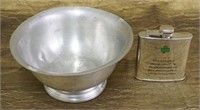 Flask and Stainless Footed Bowl