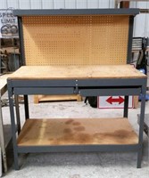 Metal Work Bench with Peg Board Back