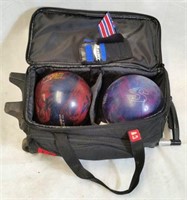 Bowling Ball Bag on Wheels with Bowling Balls