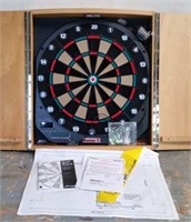 Electronic Dart Board in Wood Cabinet