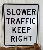 Metal Slower Traffic Keep Right Road Sign