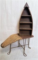 Vintage Shoe Bench & Wooden 4 Shelf Canoe