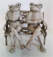 Mr. & Mrs. Frog on Concrete Bench Garden Décor