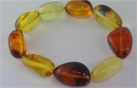 Multi-colour Baltic amber stretch bracelet