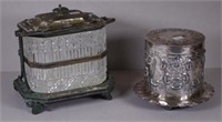 Two various vintage silver plated biscuit barrels