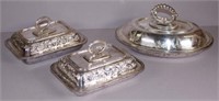 Vintage pair silver plated covered serving dishes