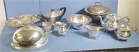 Quantity of silver plate serving items