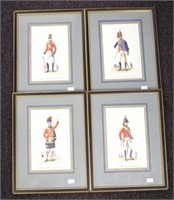 Four framed prints 19th century soldiers