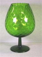 Vintage green glass stemmed vase