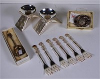 Pair WMF 'Ikora' silver plated candlesticks