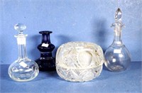 Four various vintage crystal pieces