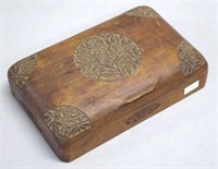 Vintage Indian carved wood card box
