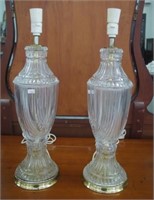 Pair of crystal base electric lamps
