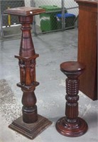 Two vintage wooden display stands