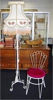 Wrought iron standard lamp & chair