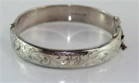 Hallmarked silver engraved and hinged bangle