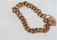 Vintage 9ct rose gold bracelet with heart lock