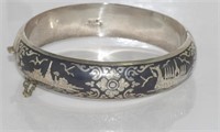 Siam sterling silver hinged bangle