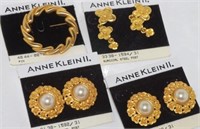 Three sets of Anne Klein earrings & a brooch