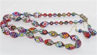 Murano glass necklace and earrings