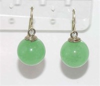 Silver and green stone earrings