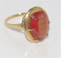 Vintage 9ct yellow gold and orange sapphire ring
