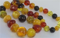 Multi-colour Baltic amber graduated bead necklace