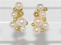 9ct yellow gold and pearl earrings
