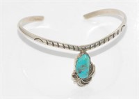 Silver and turquoise cuff
