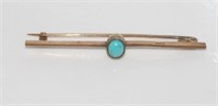 Vintage 9ct rose gold and turquoise brooch