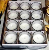 New 12 Unscented Dinner Votive Glass Candles