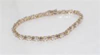 Silver and diamond simulant bracelet