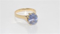 14ct yellow gold and blue stone ring