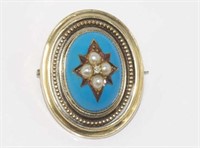 Victorian 18ct gold, enamel mourning brooch