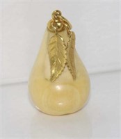 Antique well carved ivory & 18ct gold pear