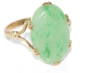 Vintage 9ct yellow gold and jade ring