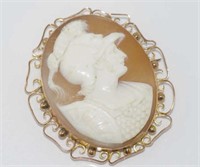 Vintage 9ct rose gold cameo of Roman soldier