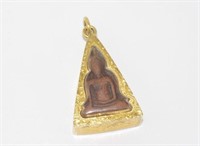 Triangular gold and  Buddah pendant