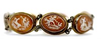 Silver, 7 cameo bracelet with carved scenes