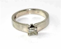 Platinum and princess cut diamond solitaire ring