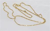 Long 18ct gold, engraved tab link necklace